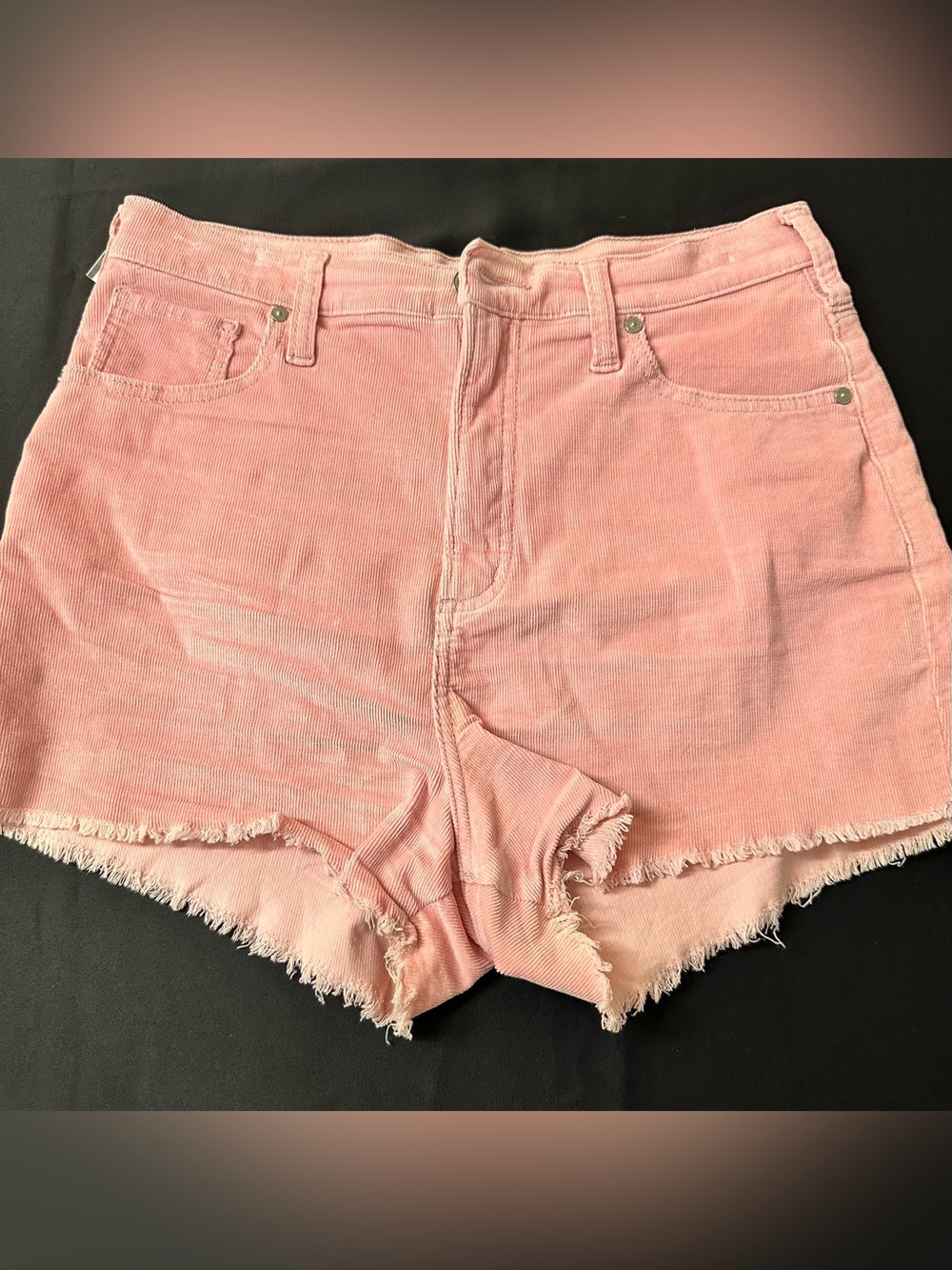 Silver Jeans Pink High-Waist Corduroy Frayed Hem Shorts